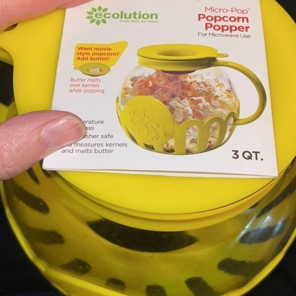 Ecolution Patented Micro-Pop Microwave Popcorn Popper Temperature Safe Glass